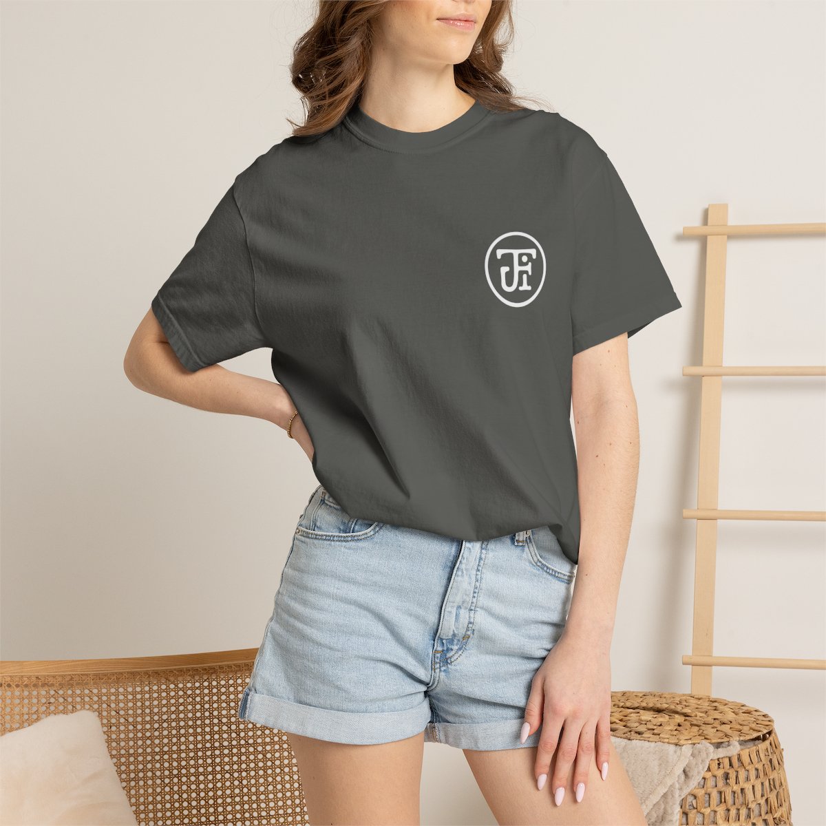 Monogram Washed Tee — Pepper / Graphite / Blue Spruce