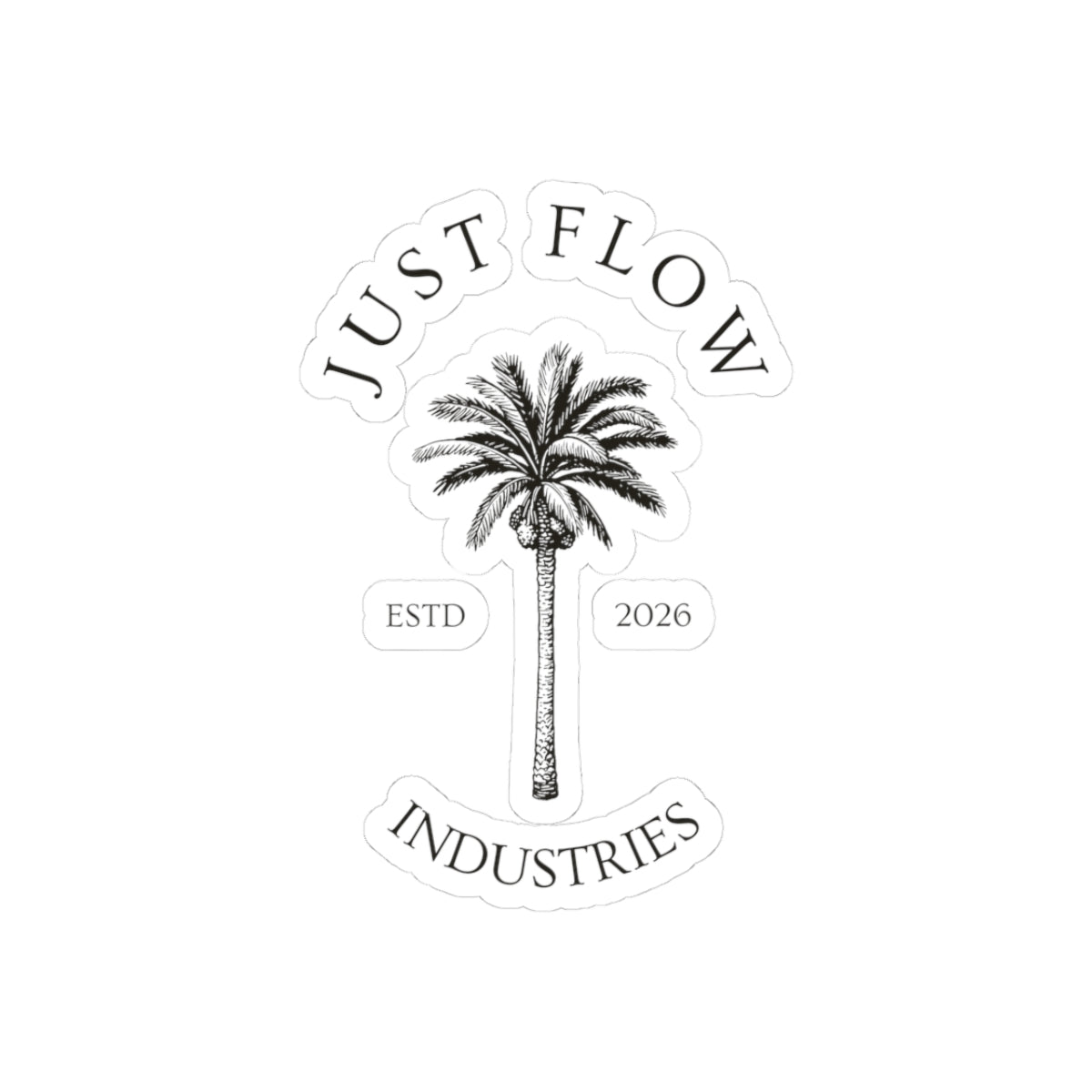Palm emblem kiss-cut sticker — full ESTD 2026 mark