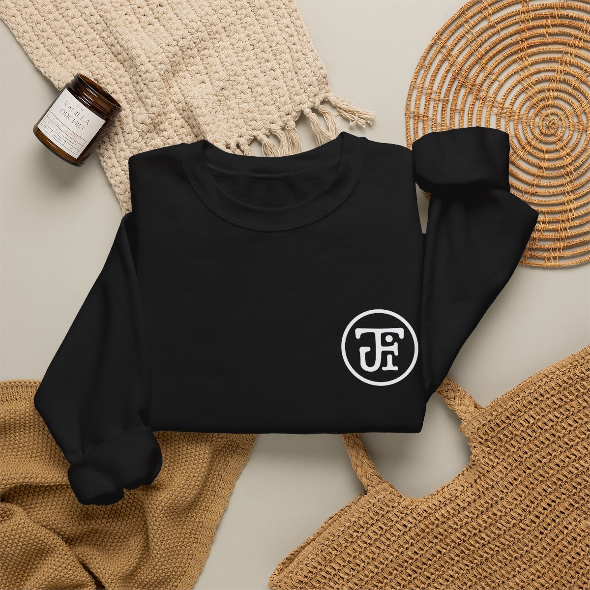 Palm Script Crew Sweatshirt — Black