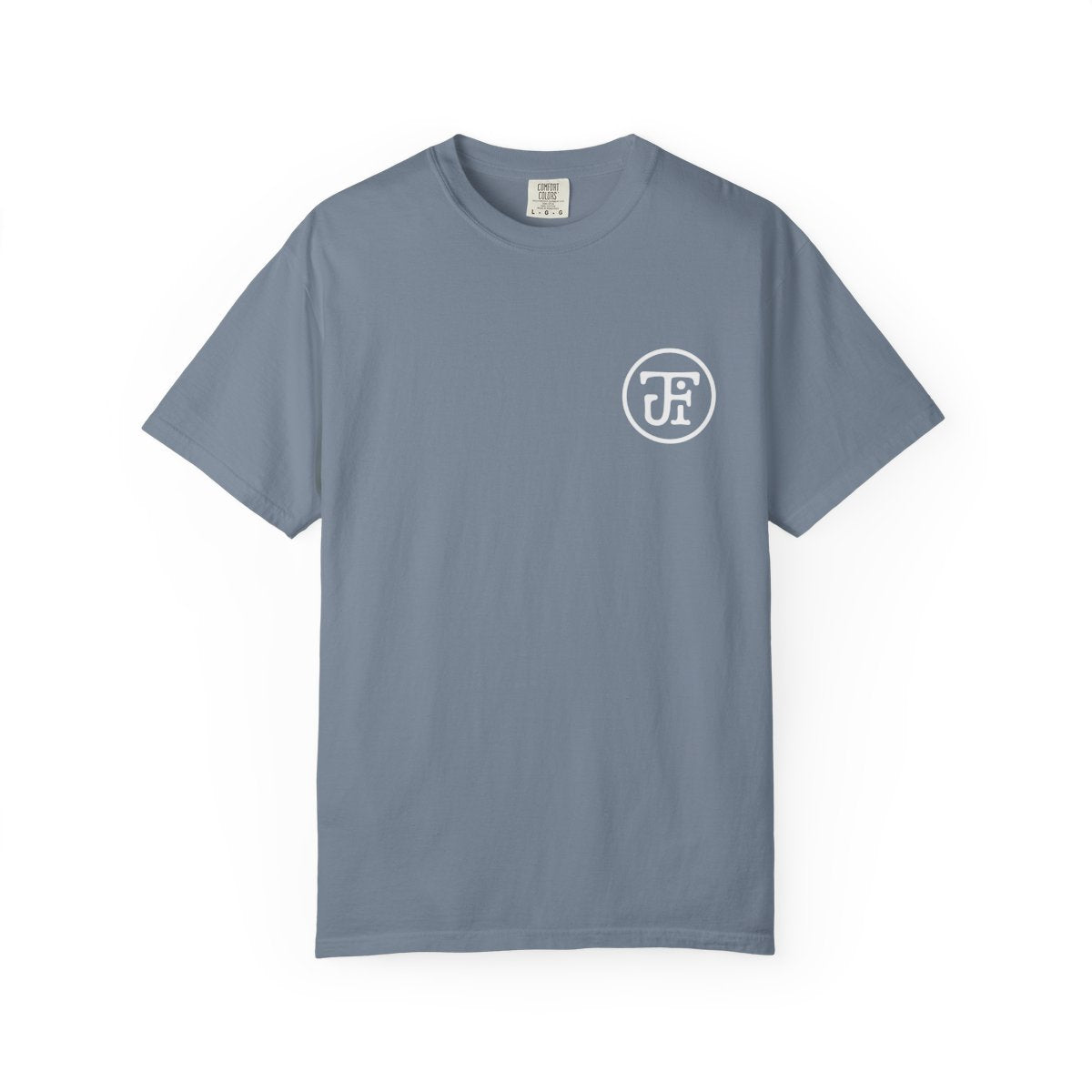 Palm Script Washed Tee — Graphite / Blue Jean
