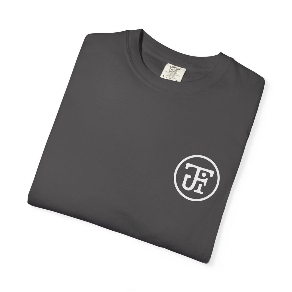Palm Script Washed Tee — Graphite / Blue Jean