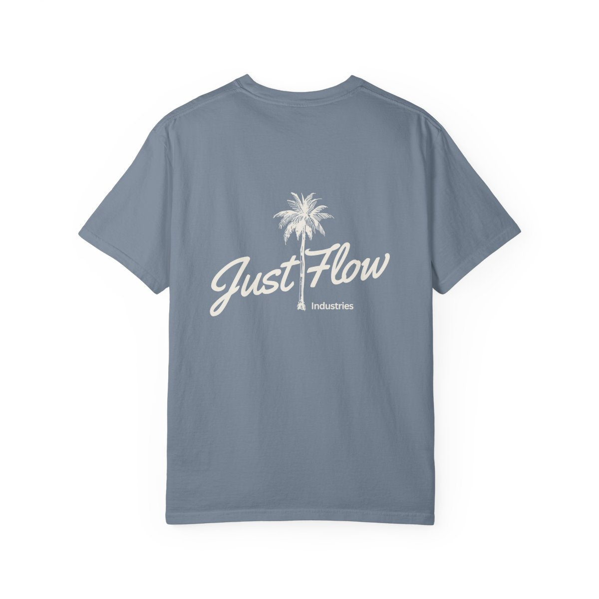 Palm Script Washed Tee — Graphite / Blue Jean