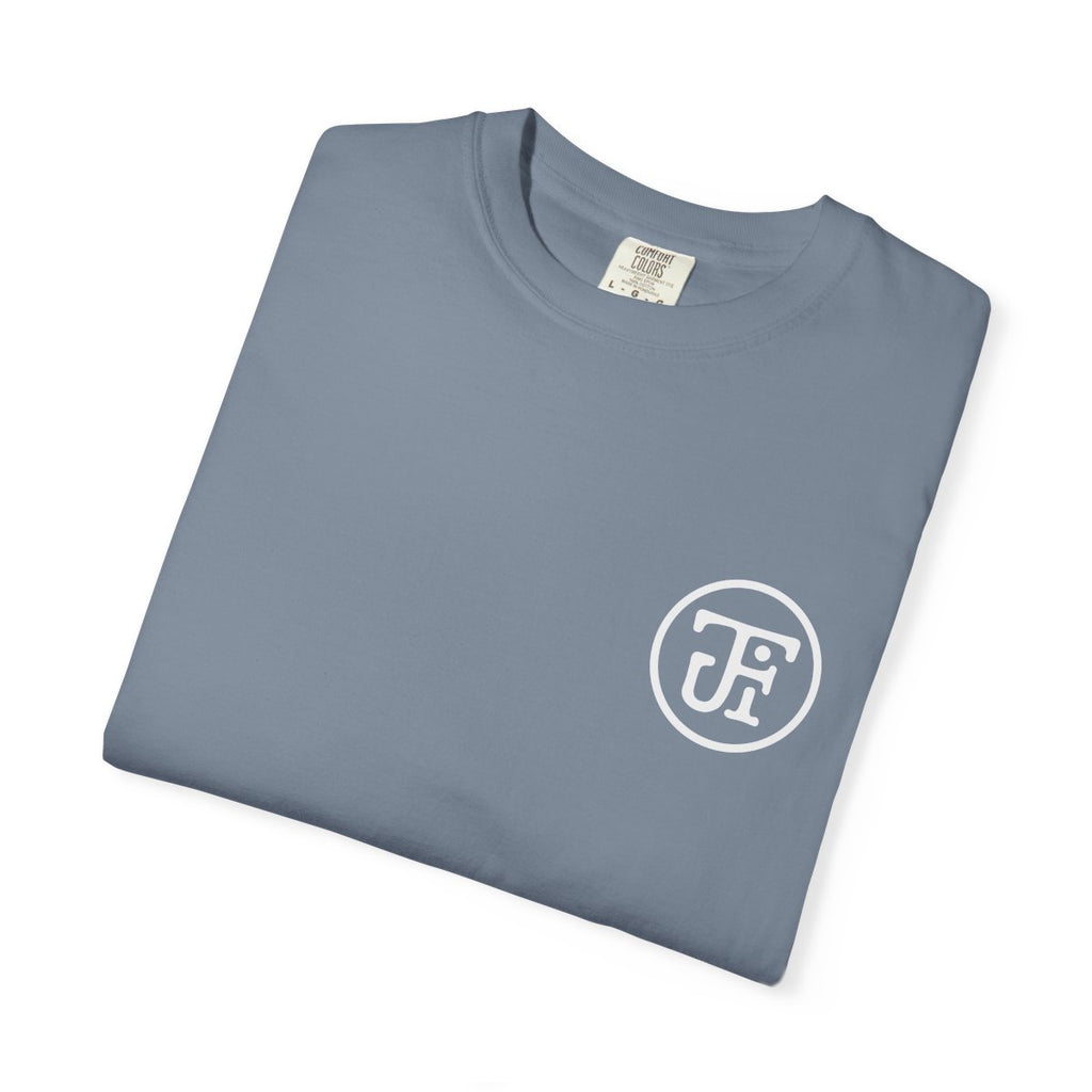 Palm Script Washed Tee — Graphite / Blue Jean