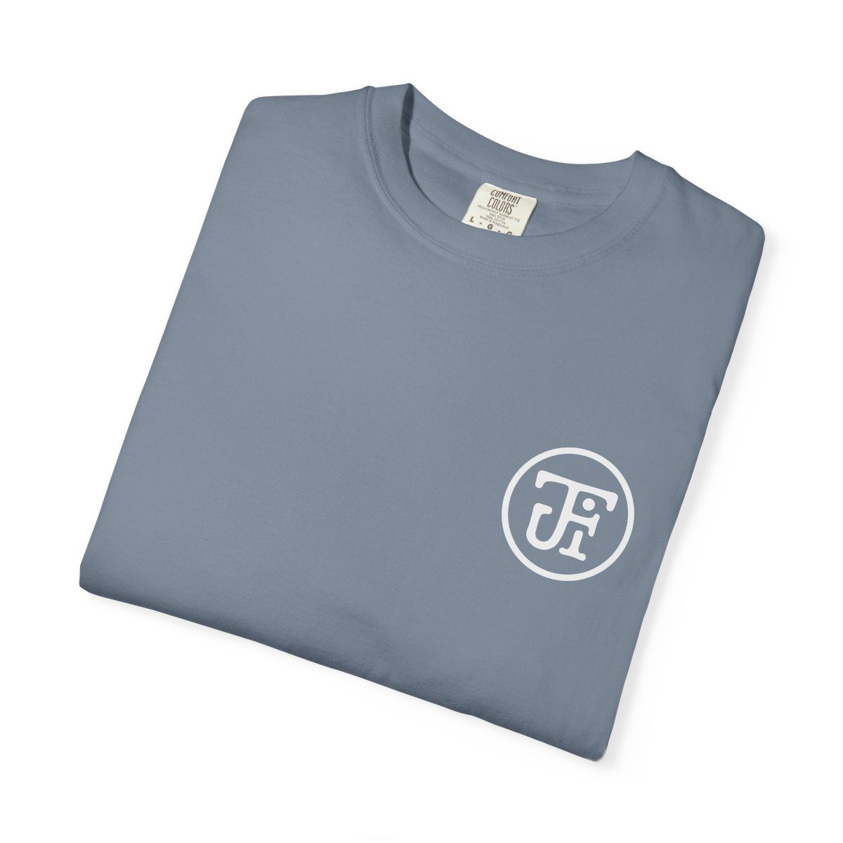 Palm Script Washed Tee — Graphite / Blue Jean
