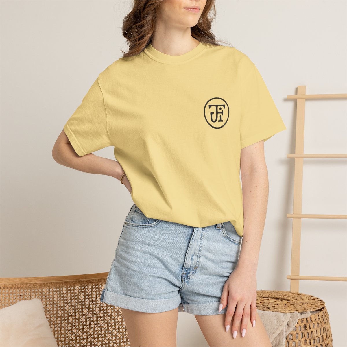 Palm Script Washed Tee — Ivory / Butter