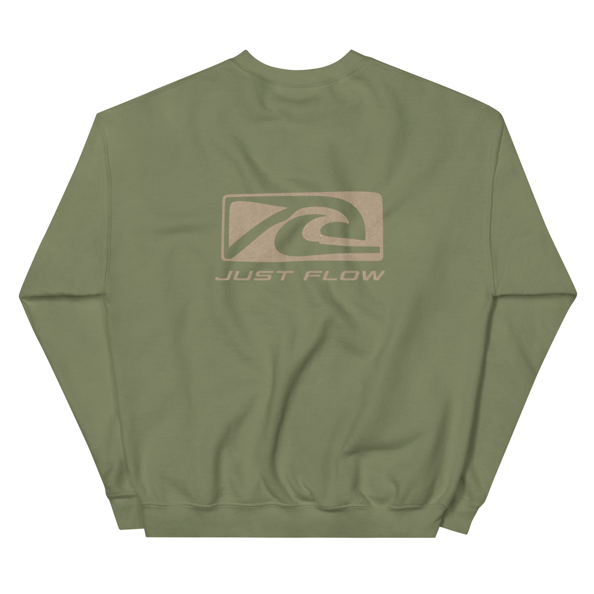 Wave Badge Crew Sweatshirt in Military Green, back print