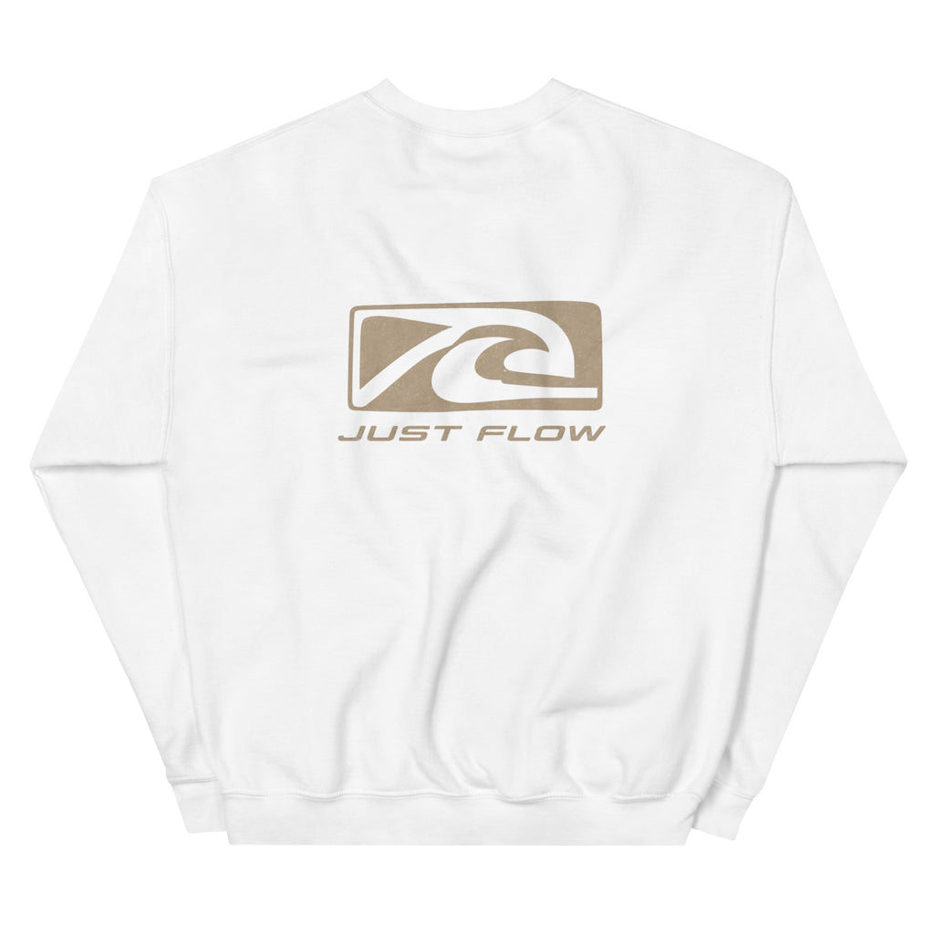 Wave Badge Crew Sweatshirt in White, back print