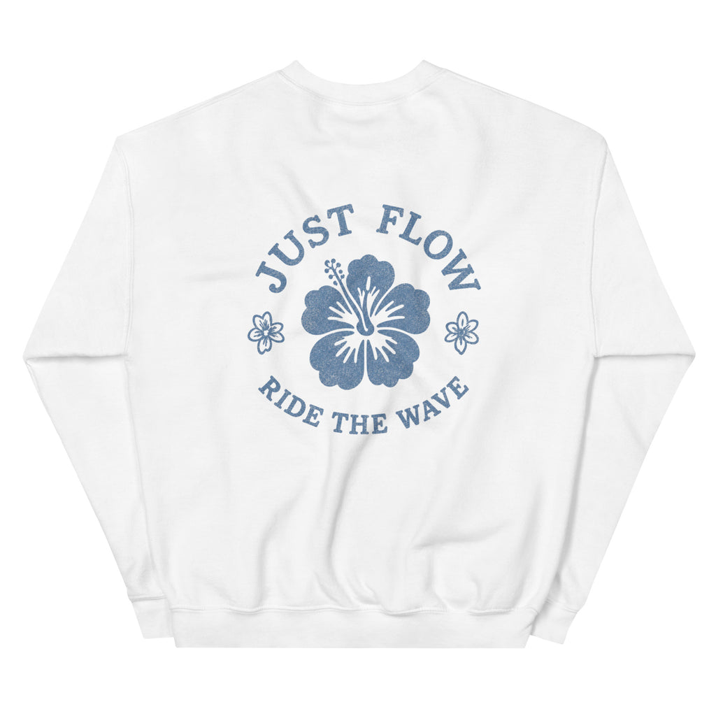 Ride the Wave Graphic Crew - Women's in White, back print