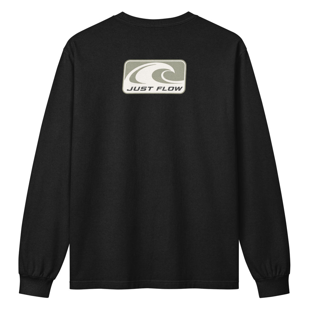 Wave Badge Long Sleeve Tee in Black, back print