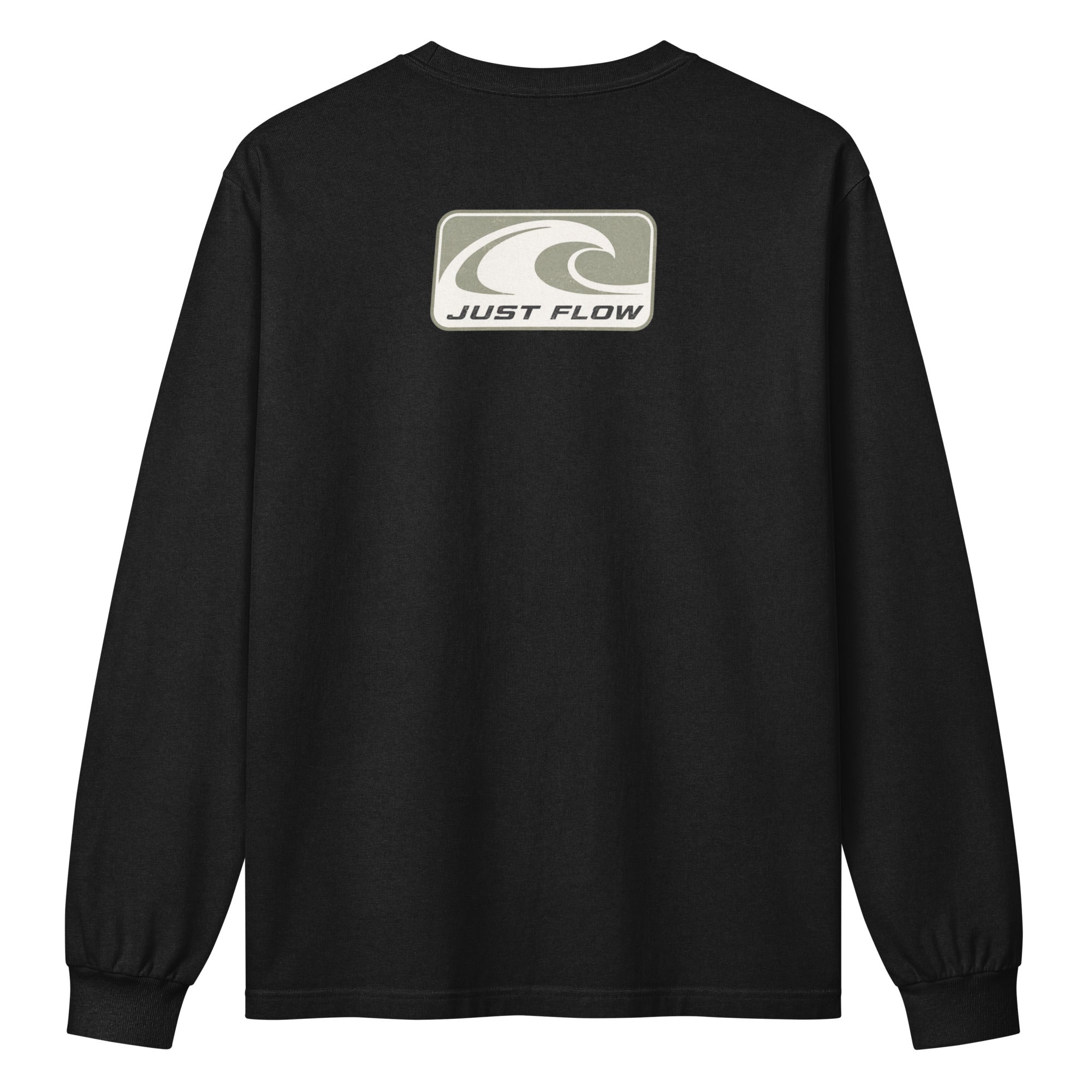 Wave Badge Long Sleeve Tee in Black, back print