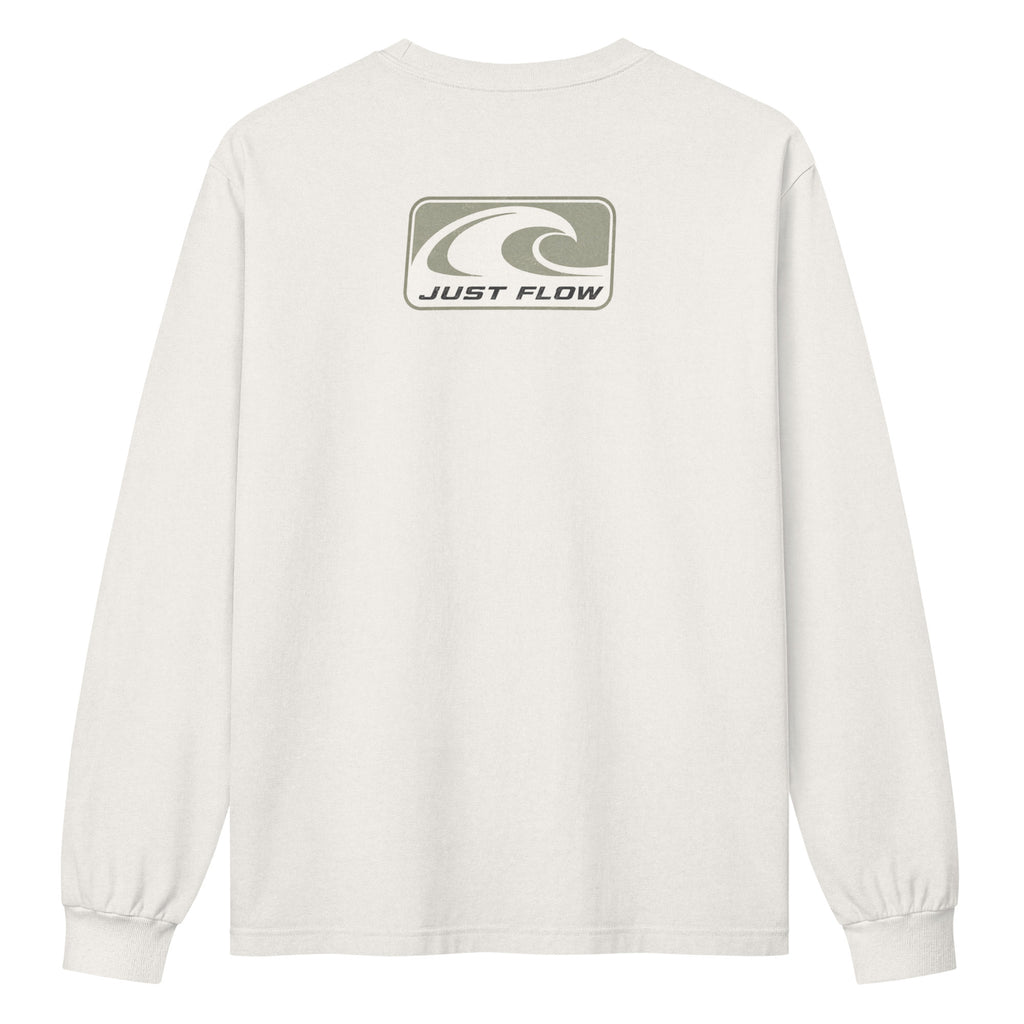 Wave Badge Long Sleeve Tee in Vintage White, back print