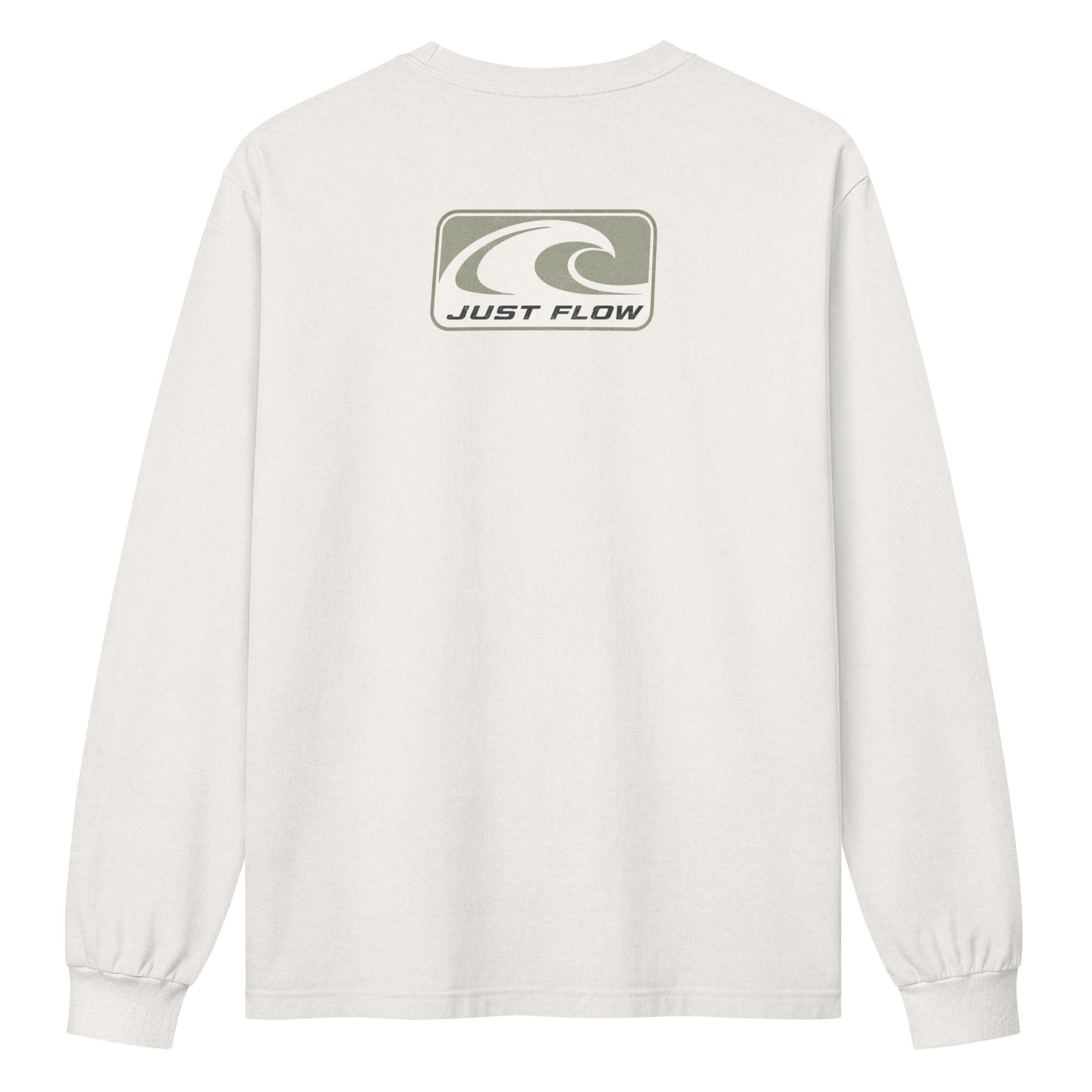 Wave Badge Long Sleeve Tee in Vintage White, back print