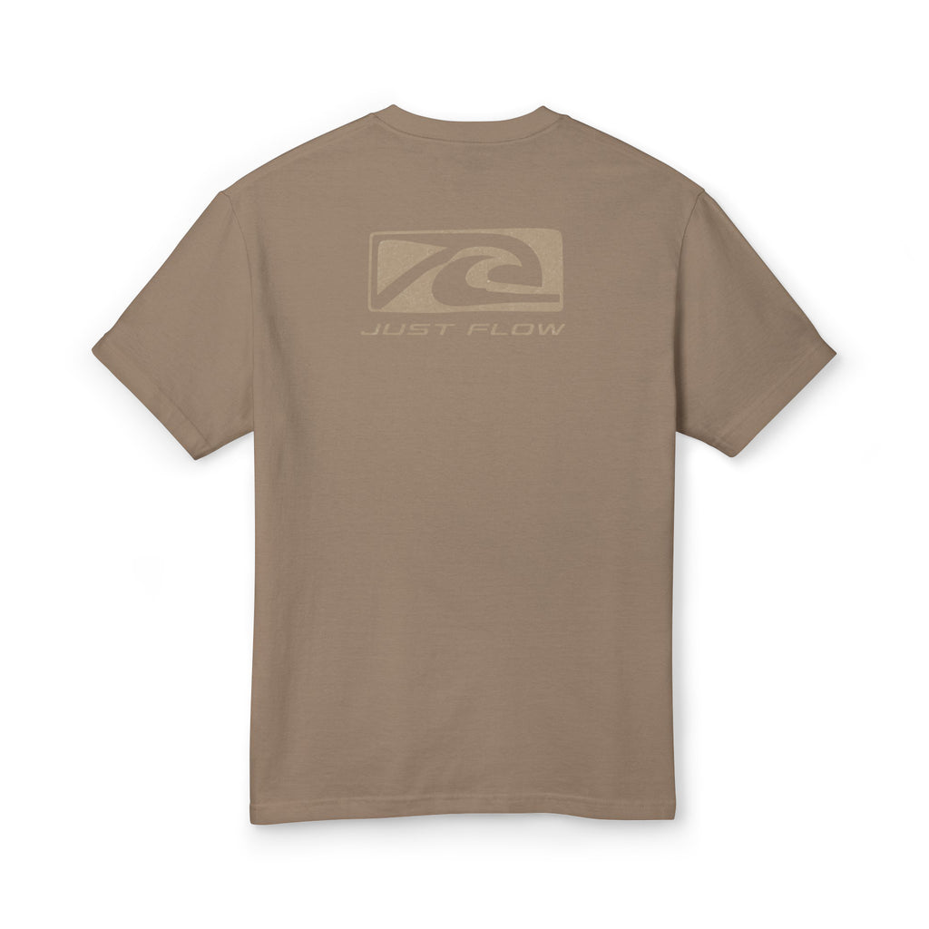 Wave Badge Heavyweight Tee in Faded Brown, back print