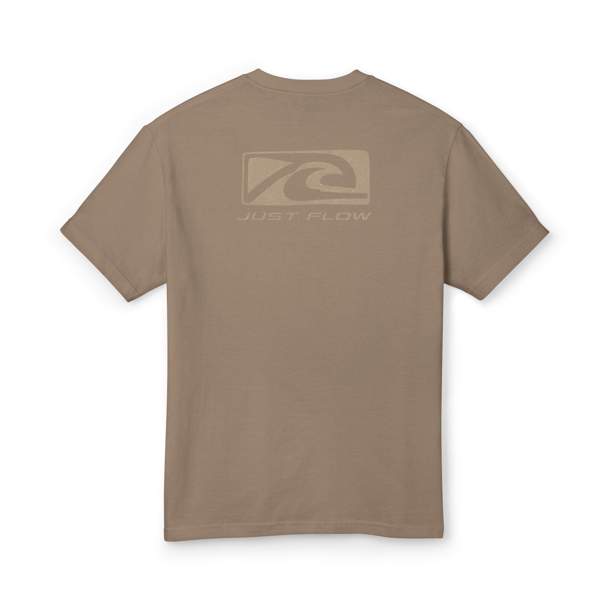 Wave Badge Heavyweight Tee in Faded Brown, back print