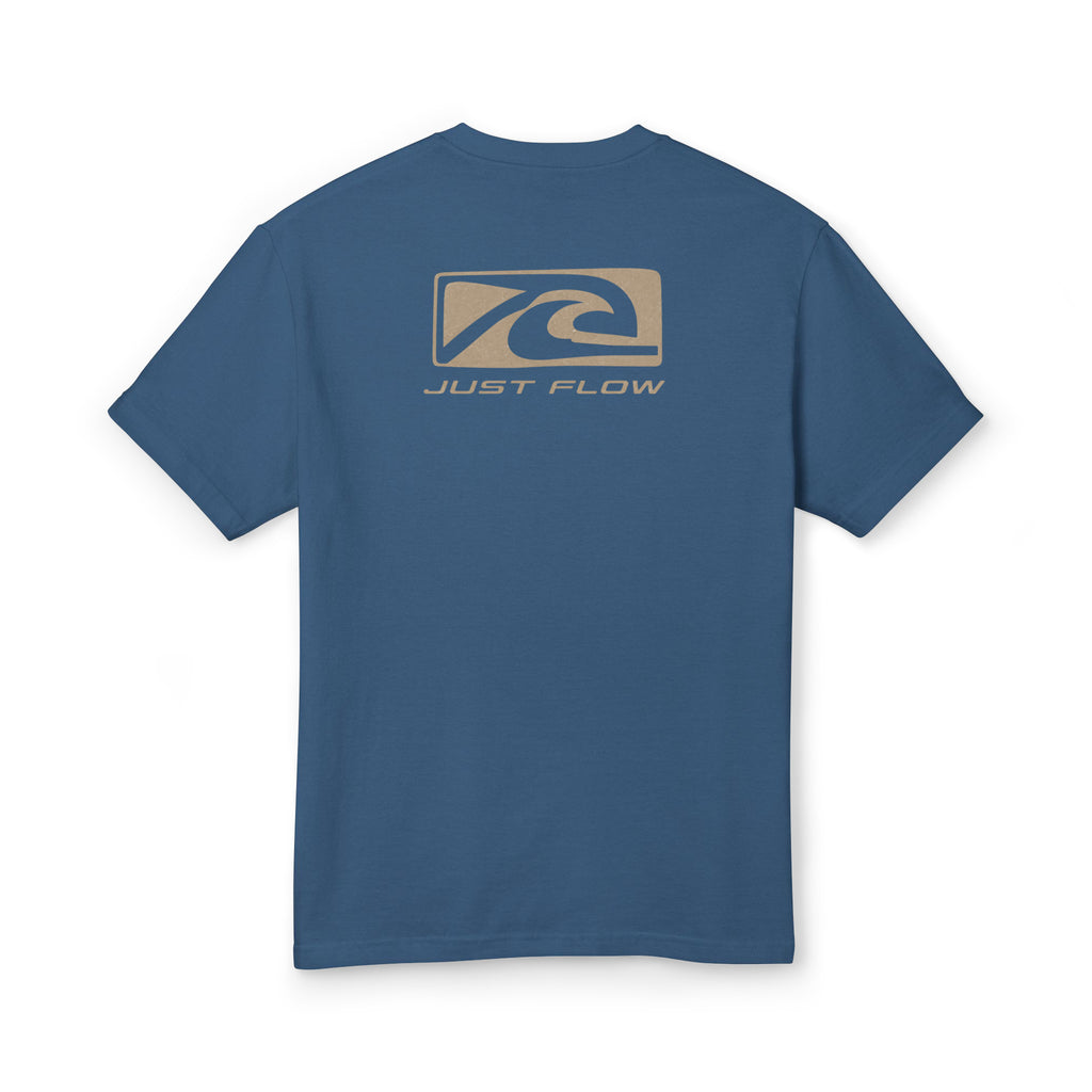 Wave Badge Heavyweight Tee in Faded Navy, back print