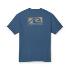 Wave Badge Heavyweight Tee in Faded Navy, back print