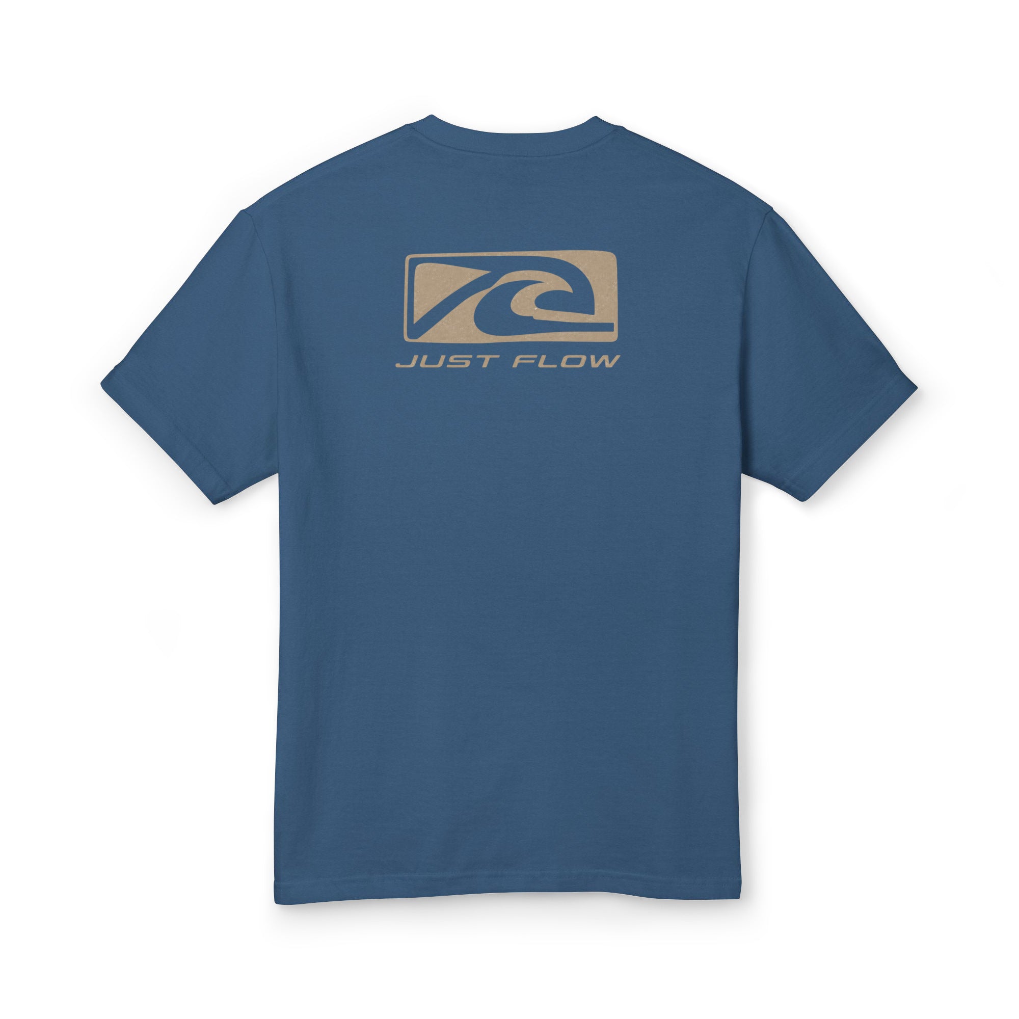 Wave Badge Heavyweight Tee in Faded Navy, back print