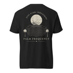 Palm Frequency Heavyweight Tee — washed Black, back, Palm Frequency moon and palms print
