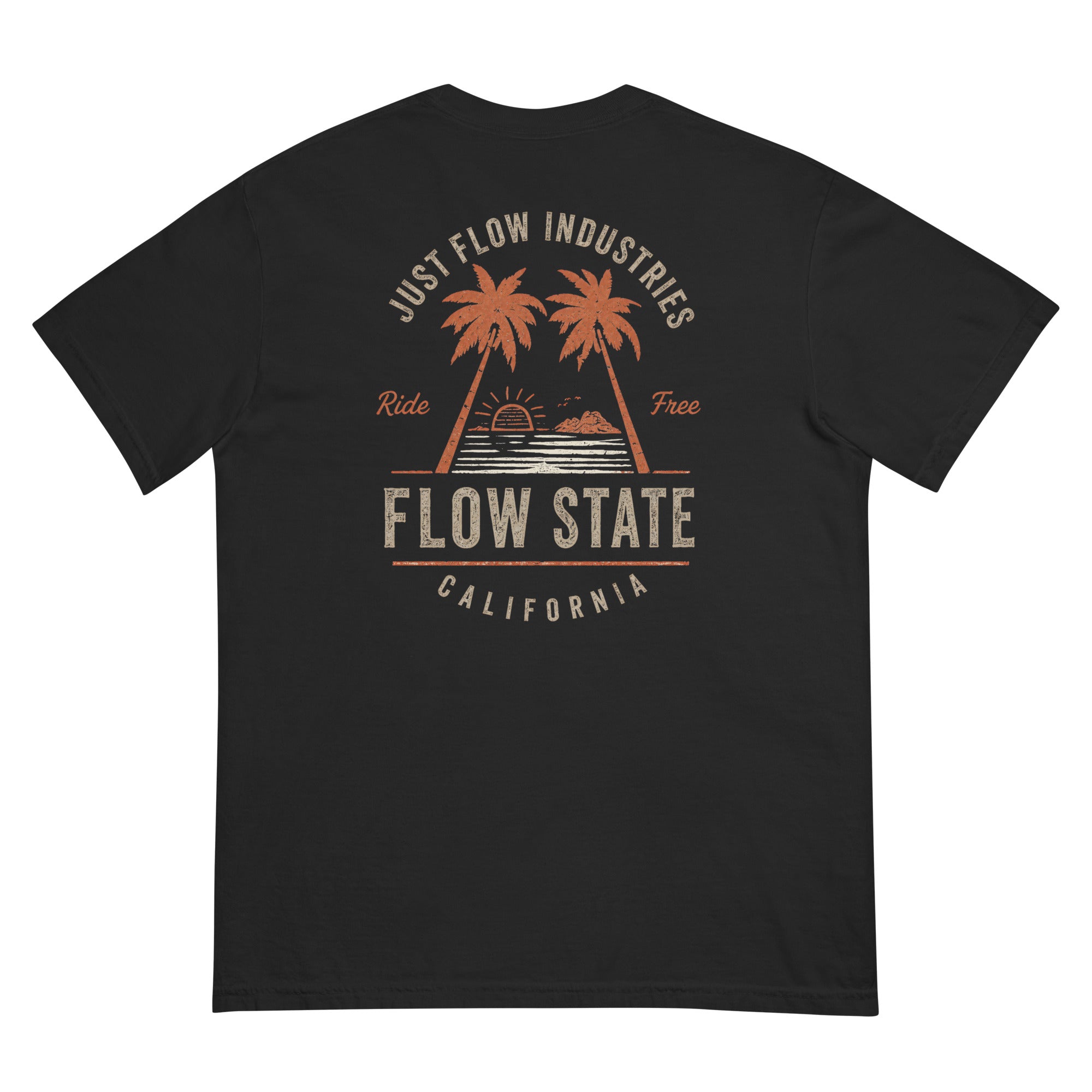 Flow State DTF Heavyweight Tee in Black, back graphic