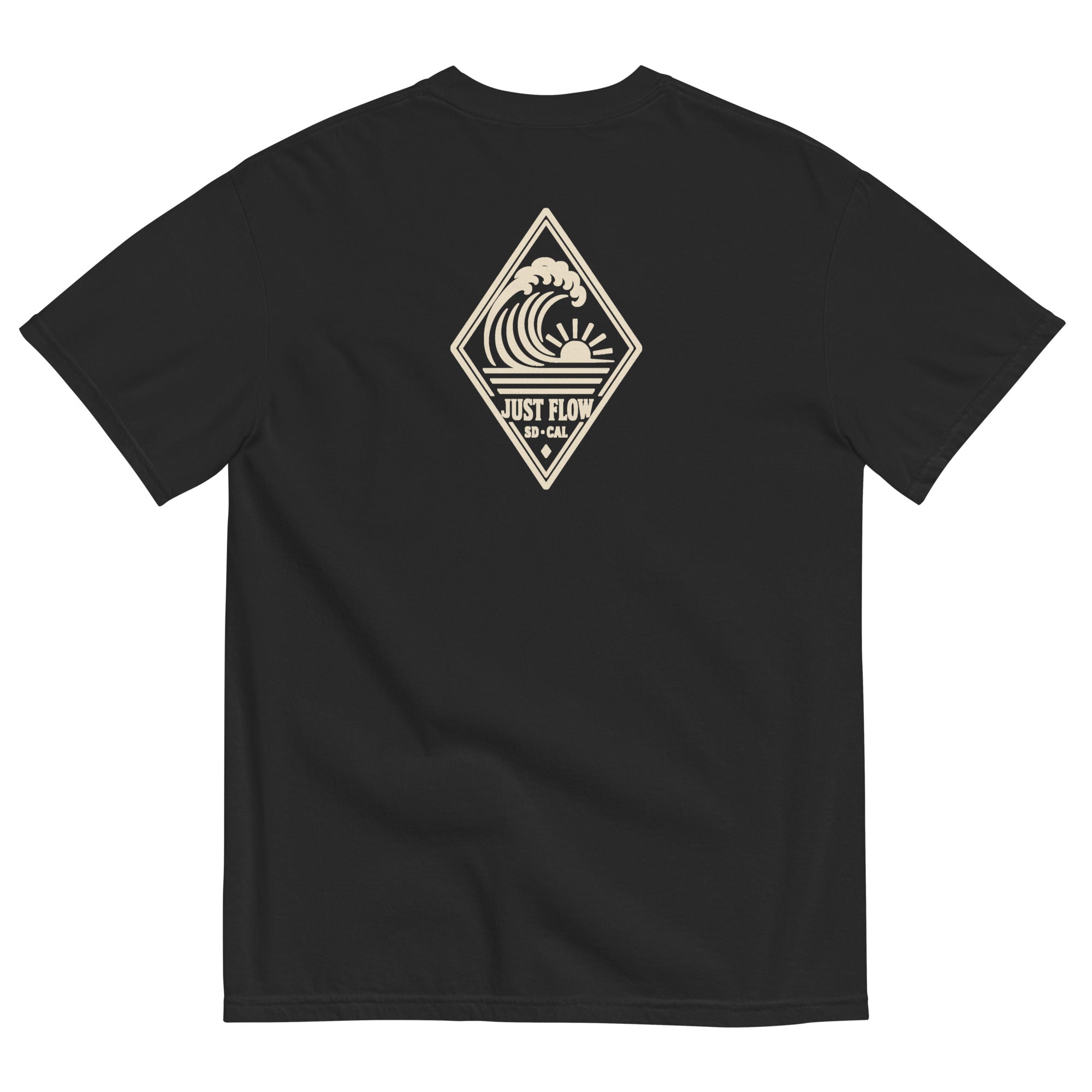 Vertical Wave Diamond DTF Heavyweight Tee in Black, back graphic