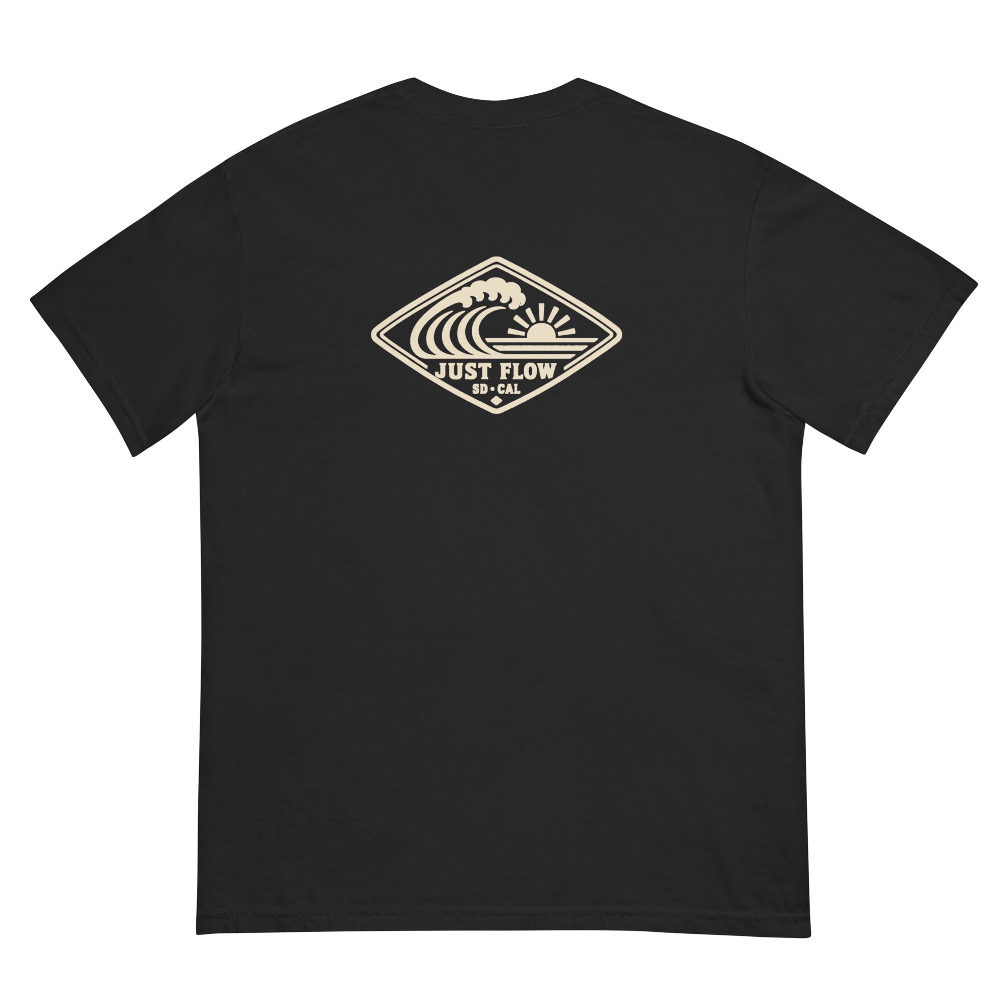 Horizontal Wave Diamond DTF Heavyweight Tee in Black, back graphic