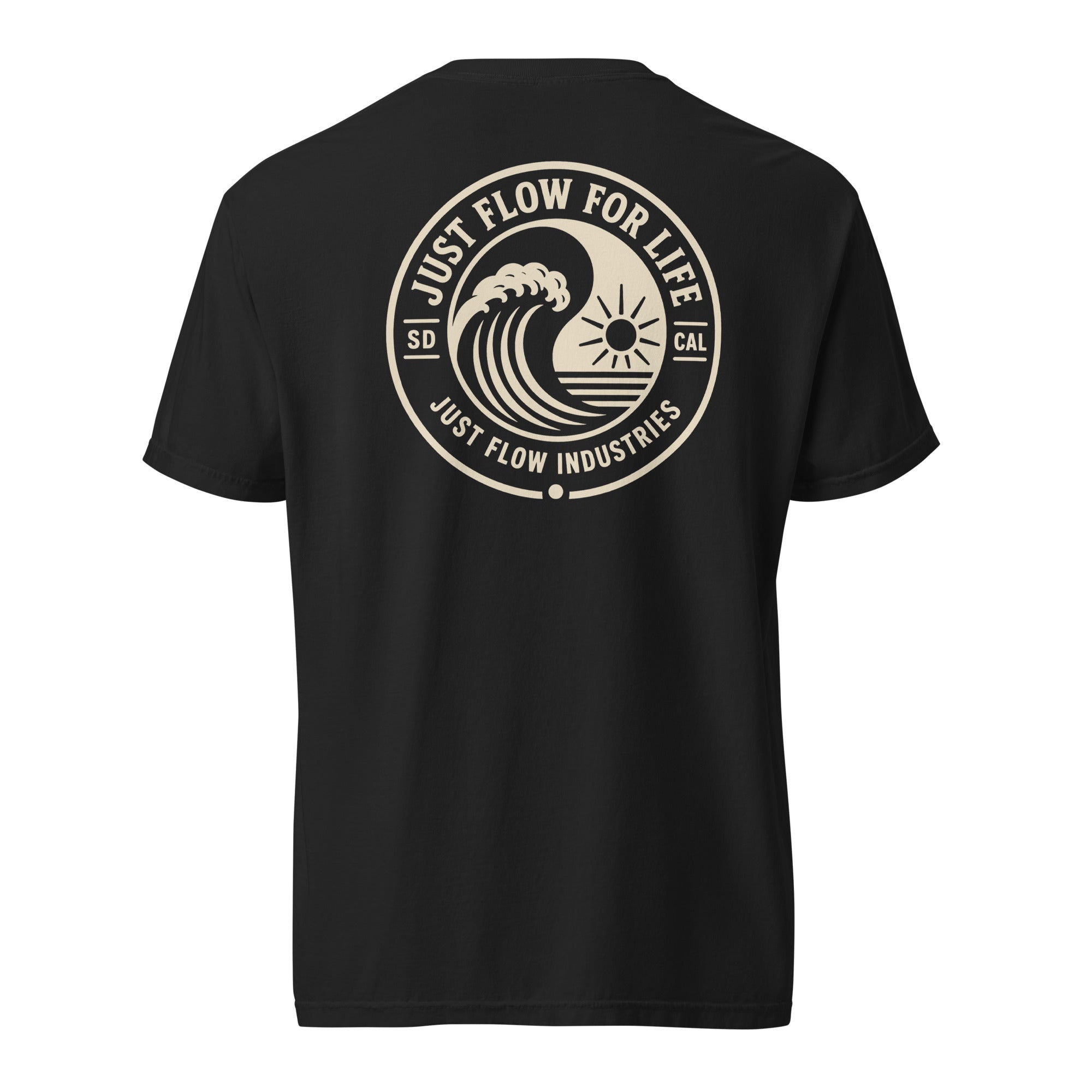 Circular Wave Crest heavyweight tee in Black with the bone crest, back graphic