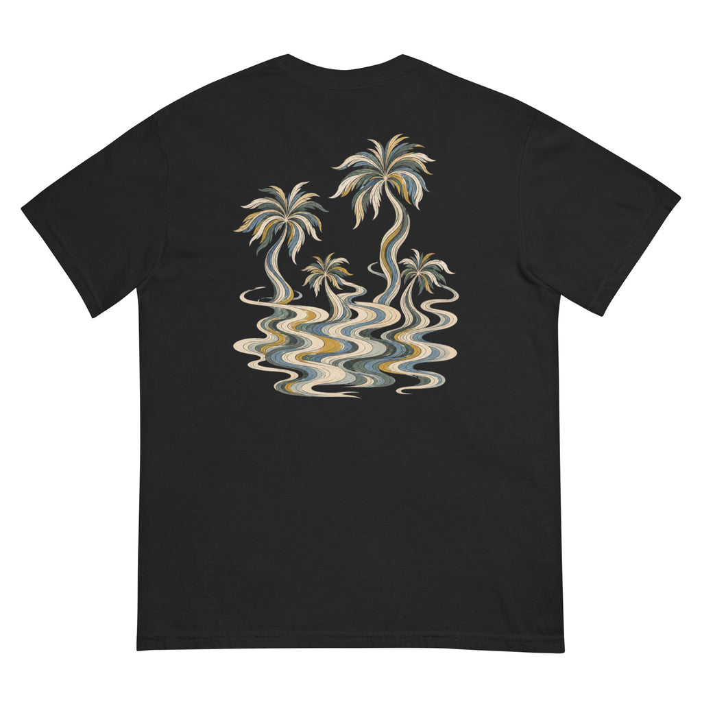 Palm Smoke II Heavyweight Tee in Black, back print