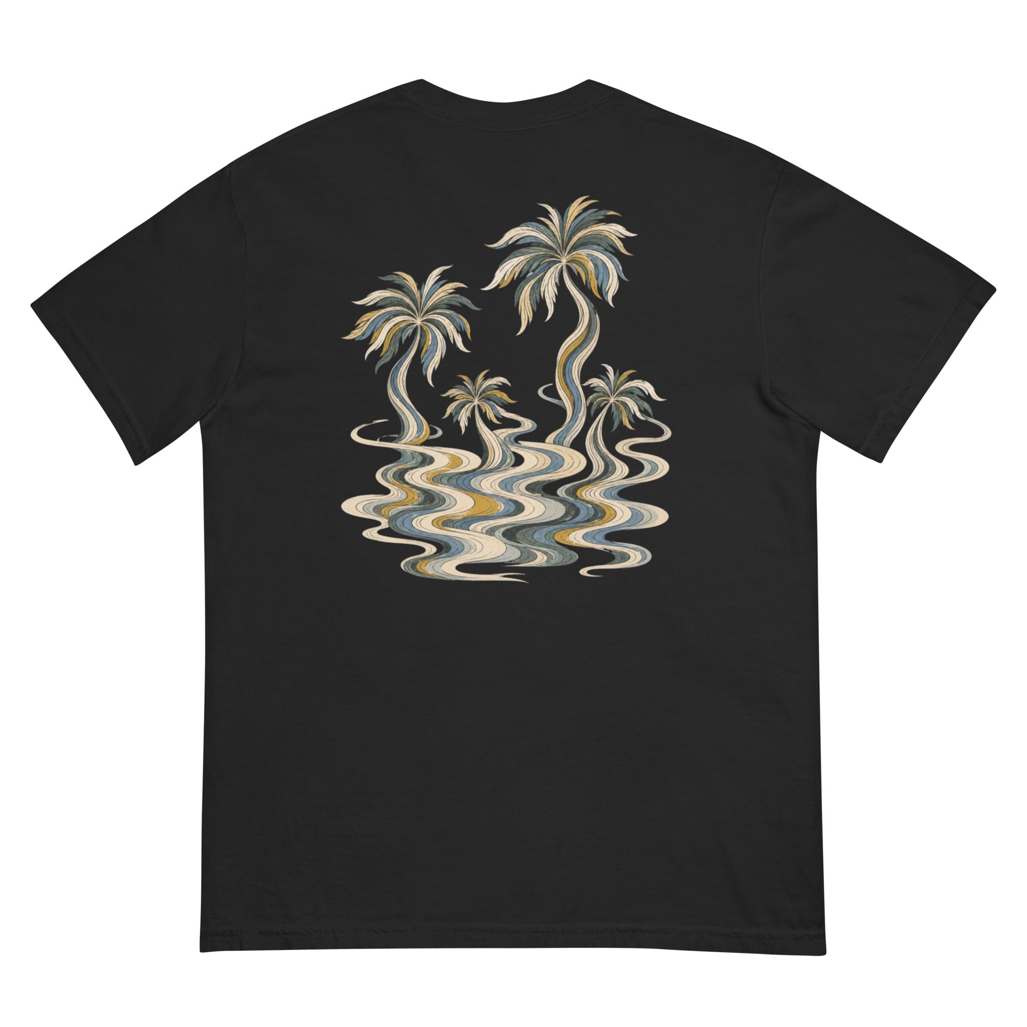 Palm Smoke II Heavyweight Tee in Black, back print