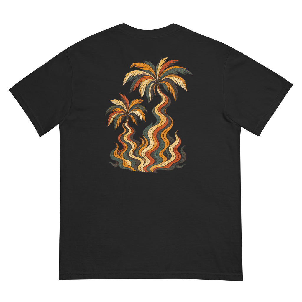 Palm Smoke Heavyweight Tee in Black, back print