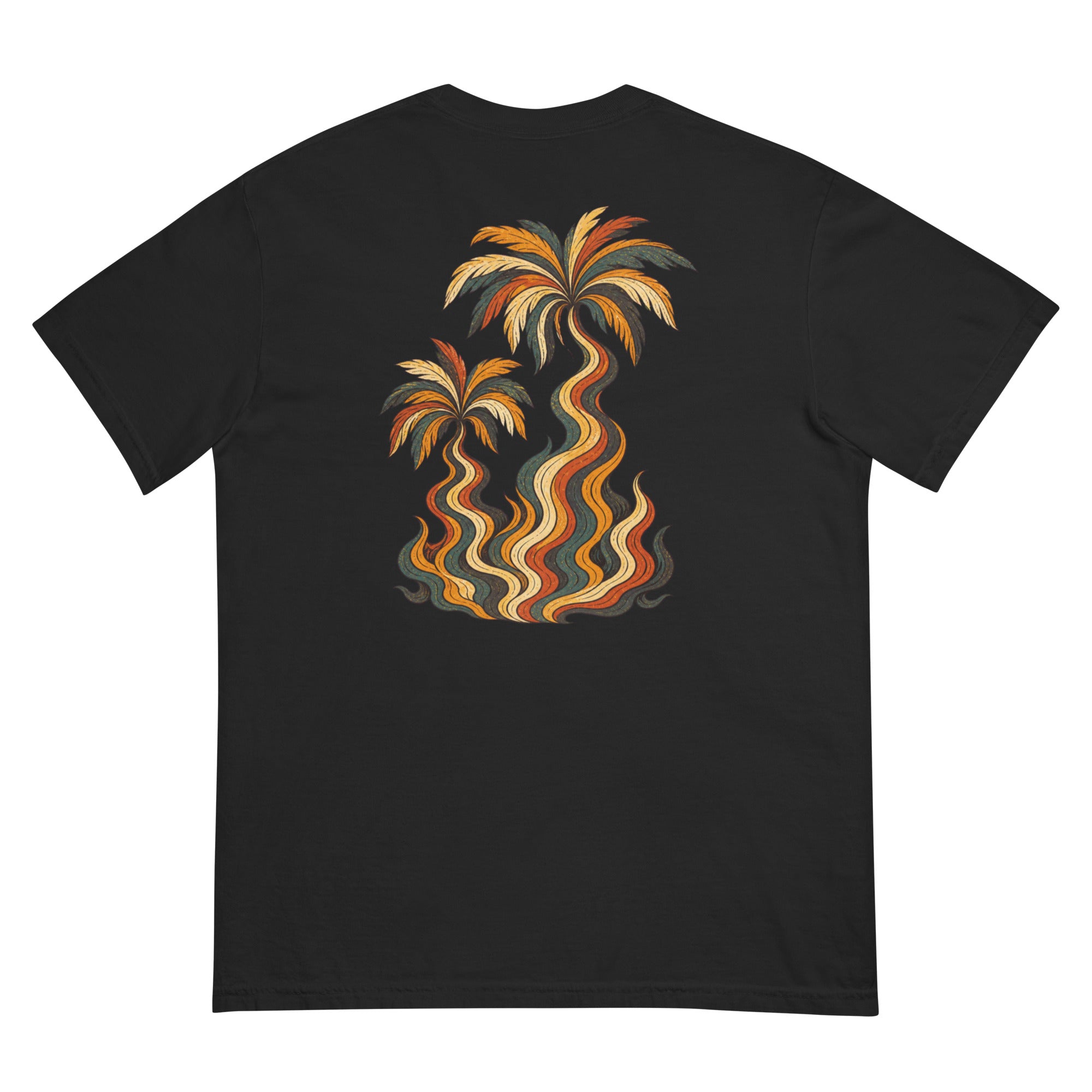 Palm Smoke Heavyweight Tee in Black, back print