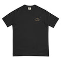 Ride the Current Heavyweight Tee — washed Black, front, gold wave mark at left chest