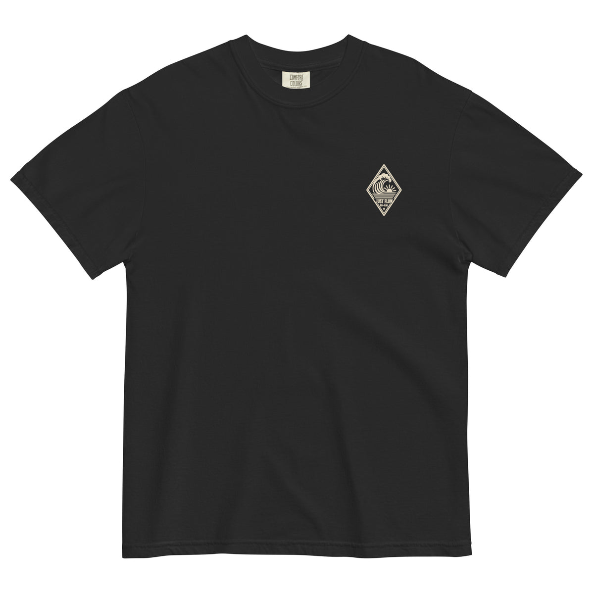 Vertical Wave Diamond DTF Heavyweight Tee in Black, front