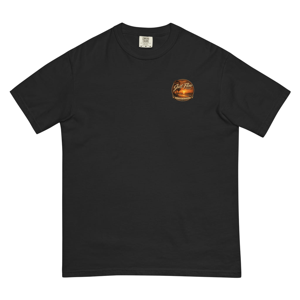 Golden Hour Offshore Fishing heavyweight tee in Black, front