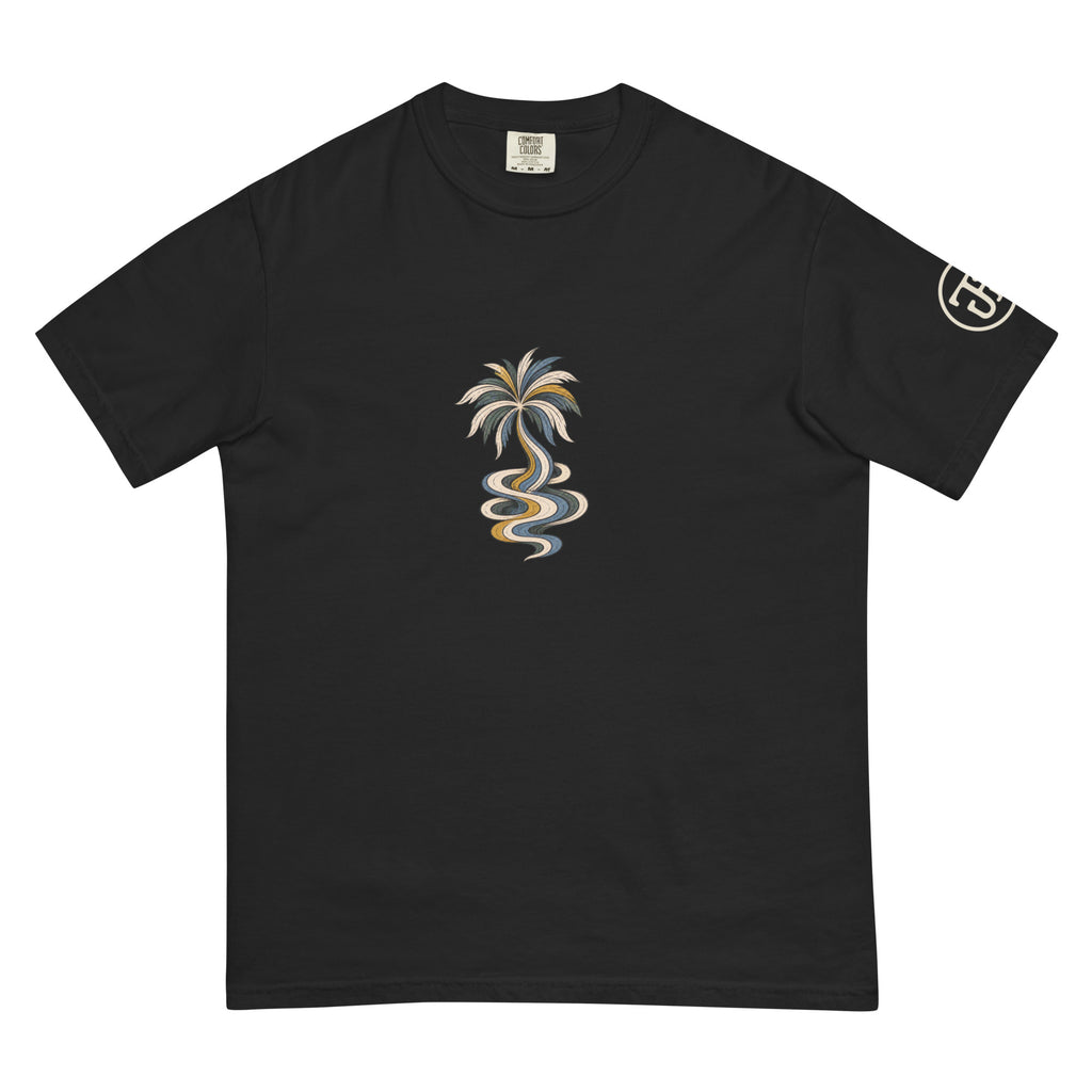 Palm Smoke II Heavyweight Tee in Black, left sleeve