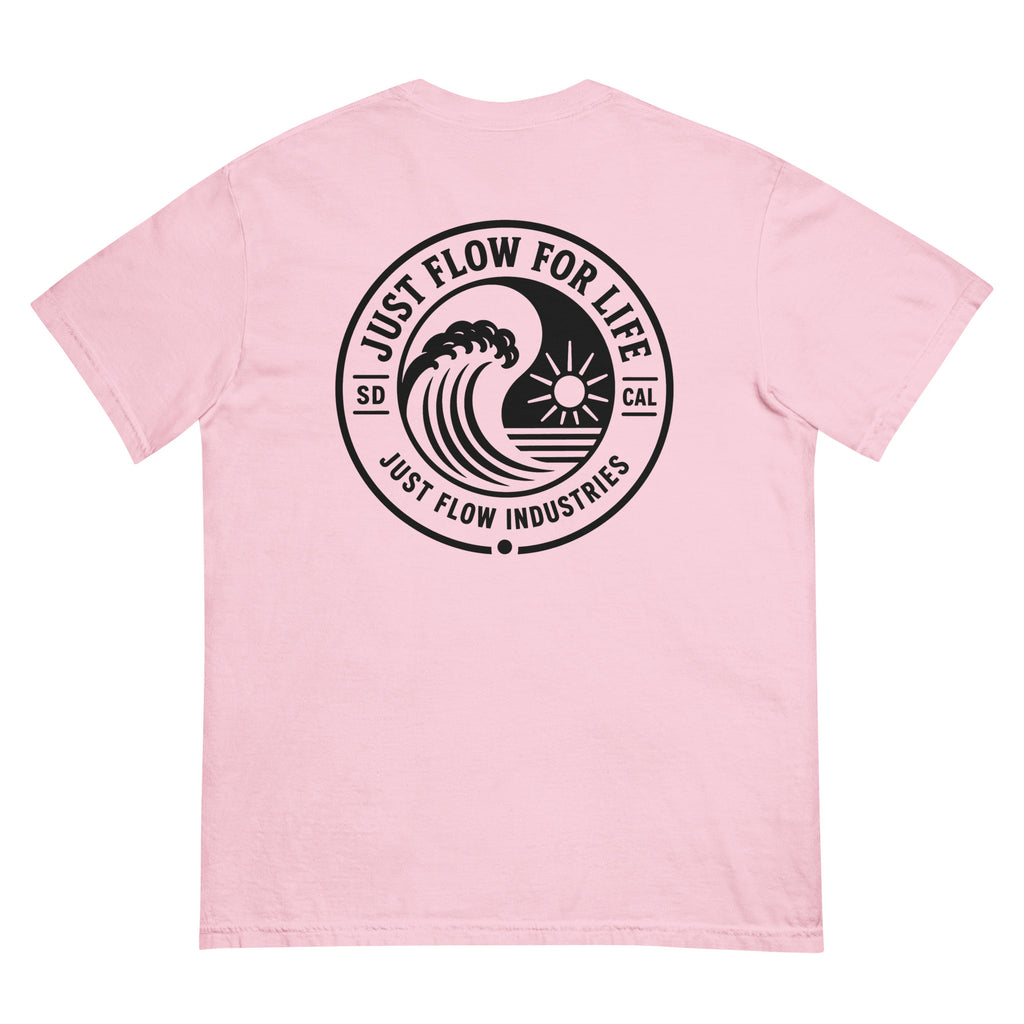 Circular Wave Crest heavyweight tee in Blossom with the black crest, back graphic