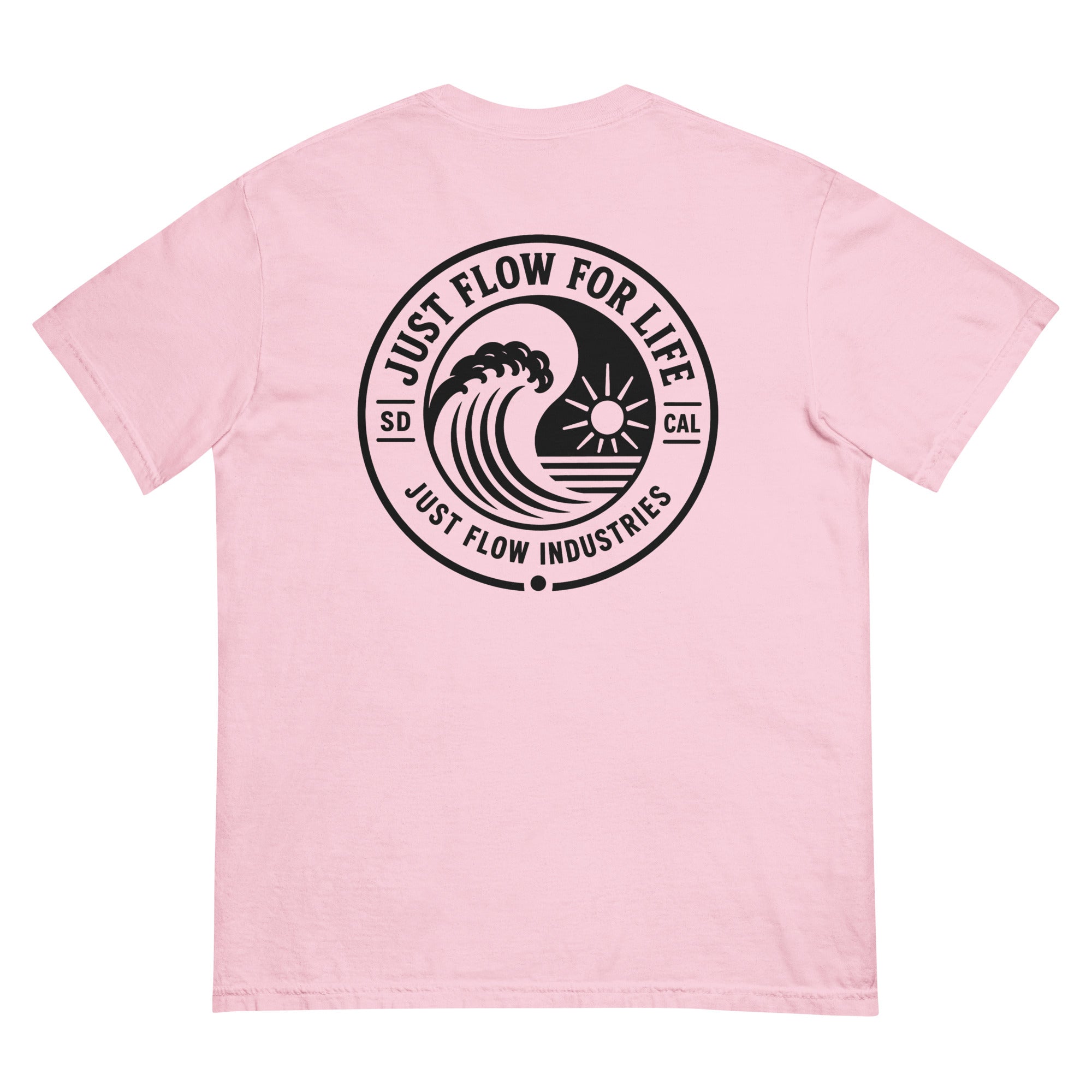 Circular Wave Crest heavyweight tee in Blossom with the black crest, back graphic