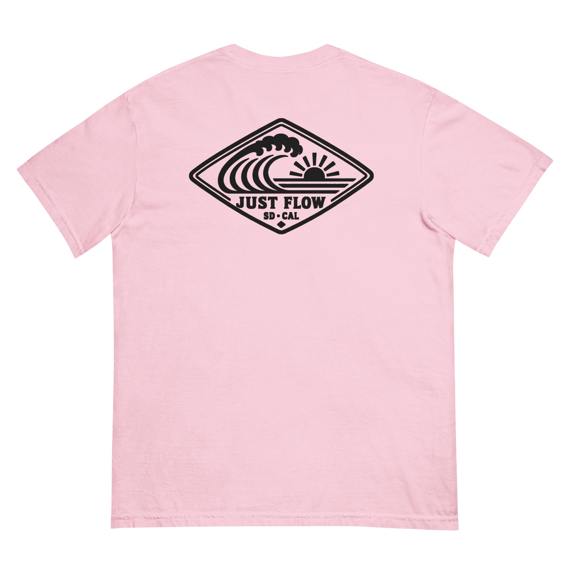 Horizontal Wave Diamond heavyweight tee in Blossom with the black mark, back graphic