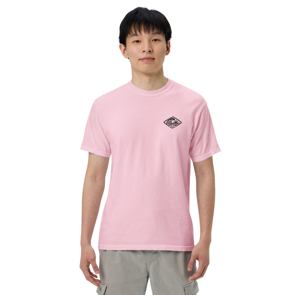 Horizontal Wave Diamond heavyweight tee in Blossom with the black mark, front