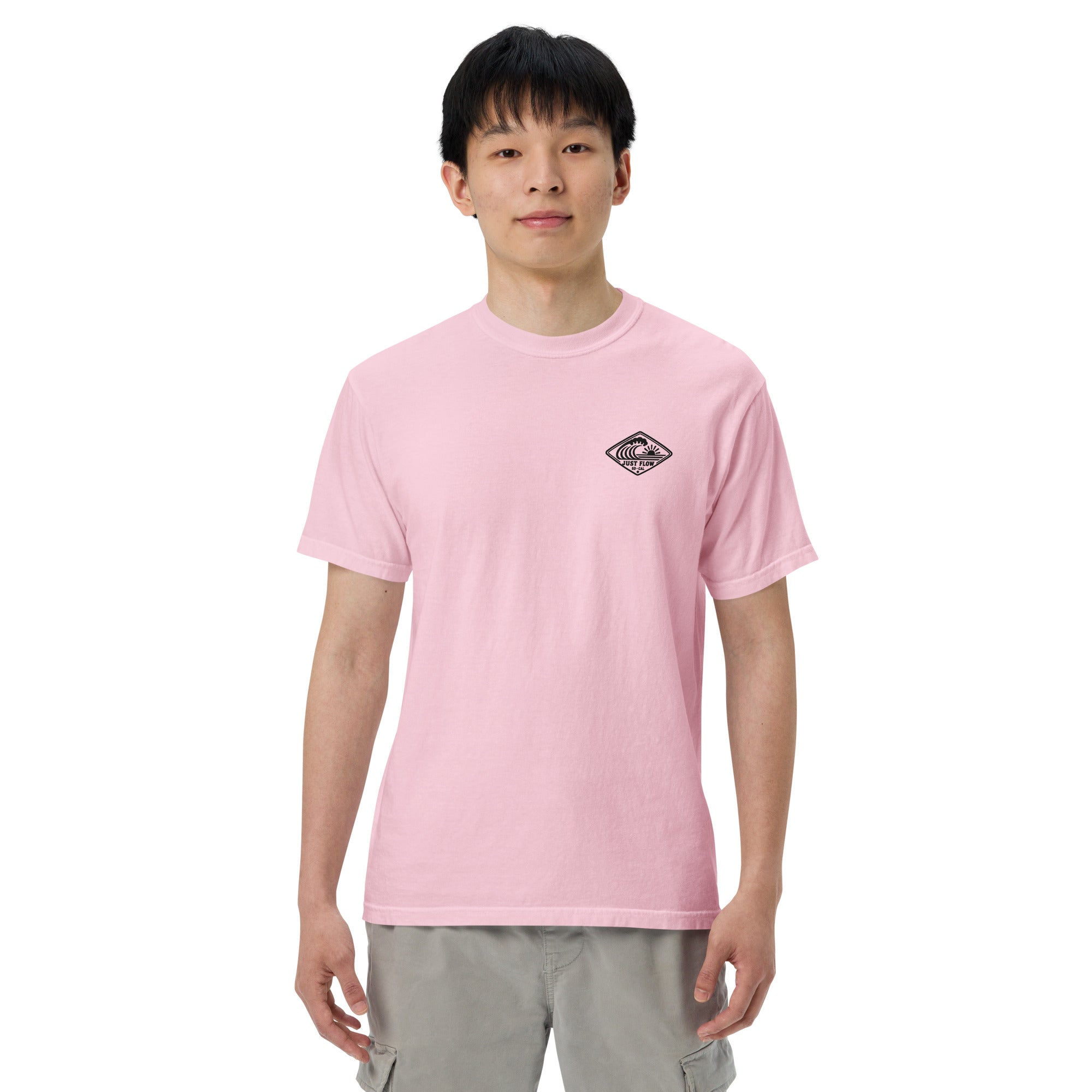 Horizontal Wave Diamond heavyweight tee in Blossom with the black mark, front