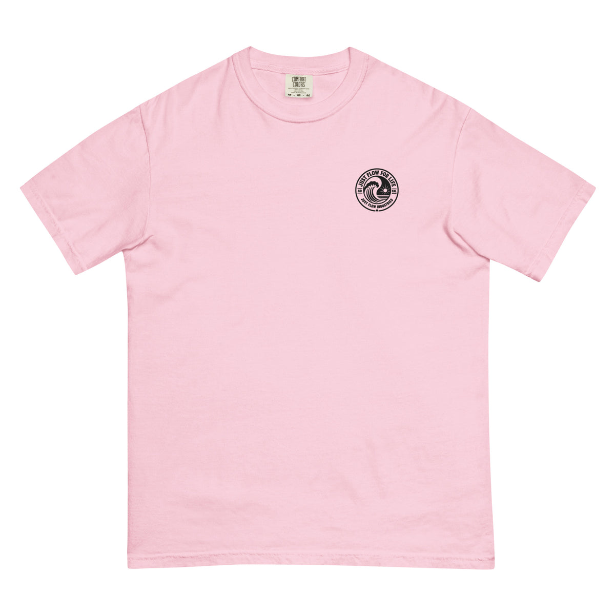 Circular Wave Crest heavyweight tee in Blossom with the black crest, front