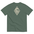 Vertical Wave Diamond DTF Heavyweight Tee in Blue Spruce, back graphic
