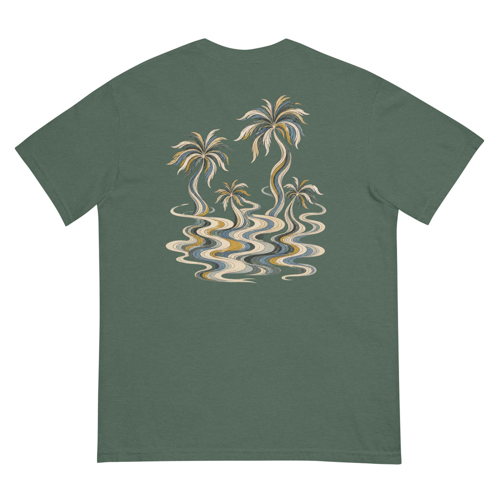 Palm Smoke II Heavyweight Tee in Blue Spruce, back print