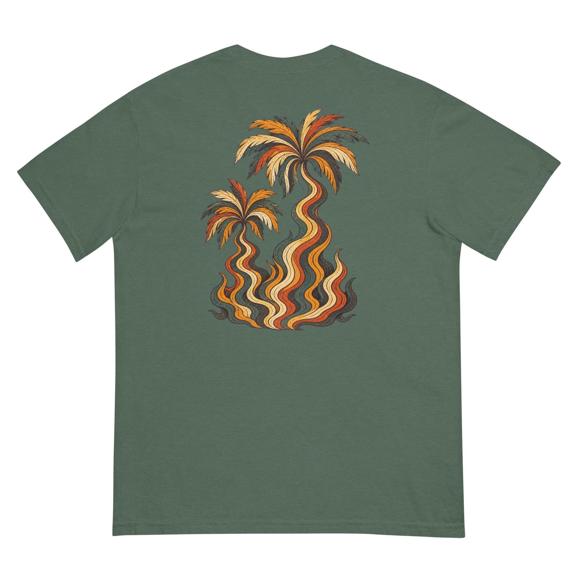 Palm Smoke Heavyweight Tee in Blue Spruce, back print