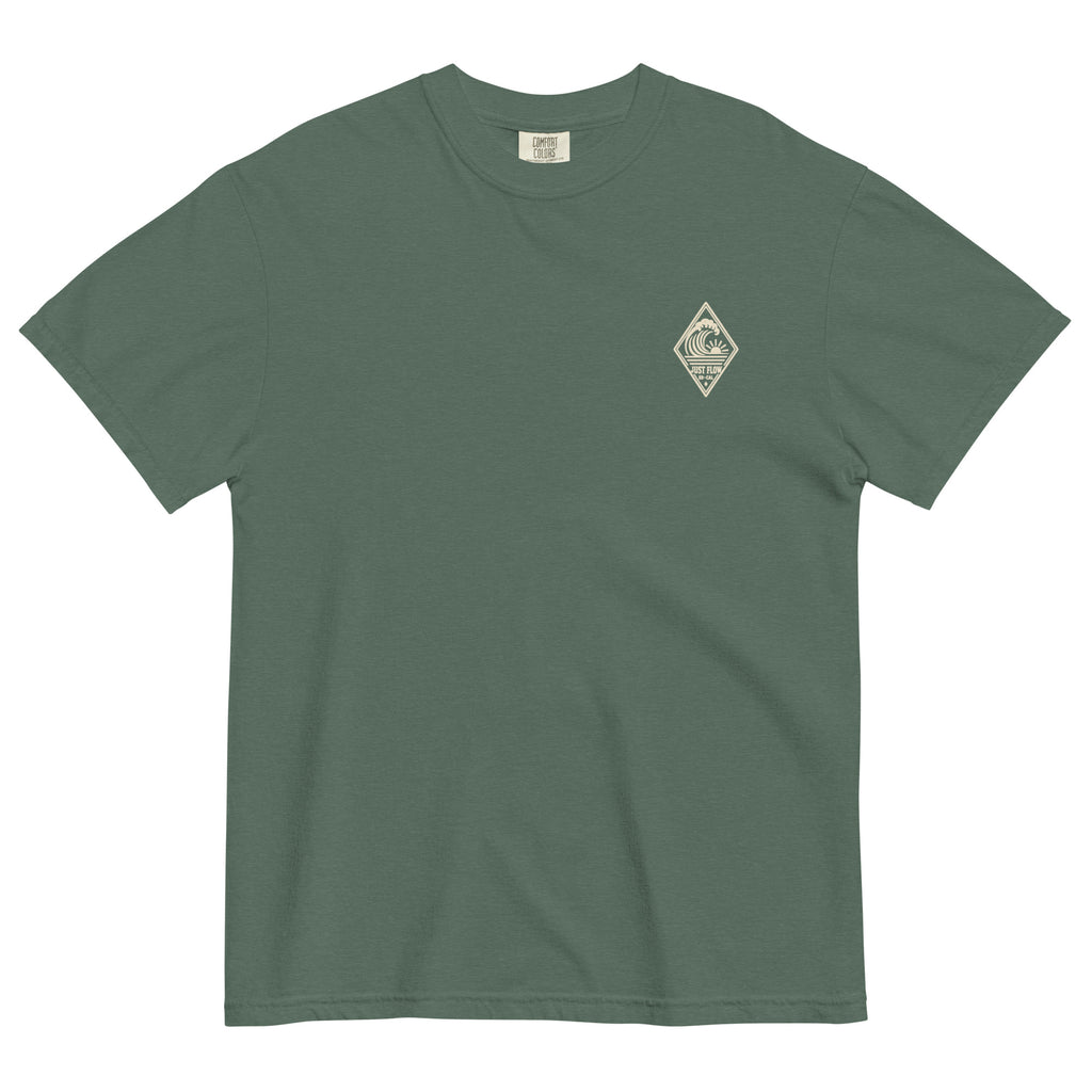 Vertical Wave Diamond DTF Heavyweight Tee in Blue Spruce, front