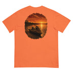 Golden Hour Jet Ski heavyweight tee in Burnt Orange, back graphic