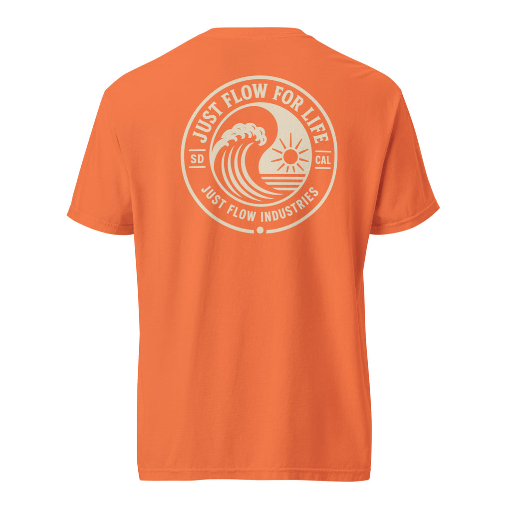 Circular Wave Crest heavyweight tee in Burnt Orange with the bone crest, back graphic