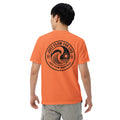 Circular Wave Crest heavyweight tee in Burnt Orange with the black crest, back graphic