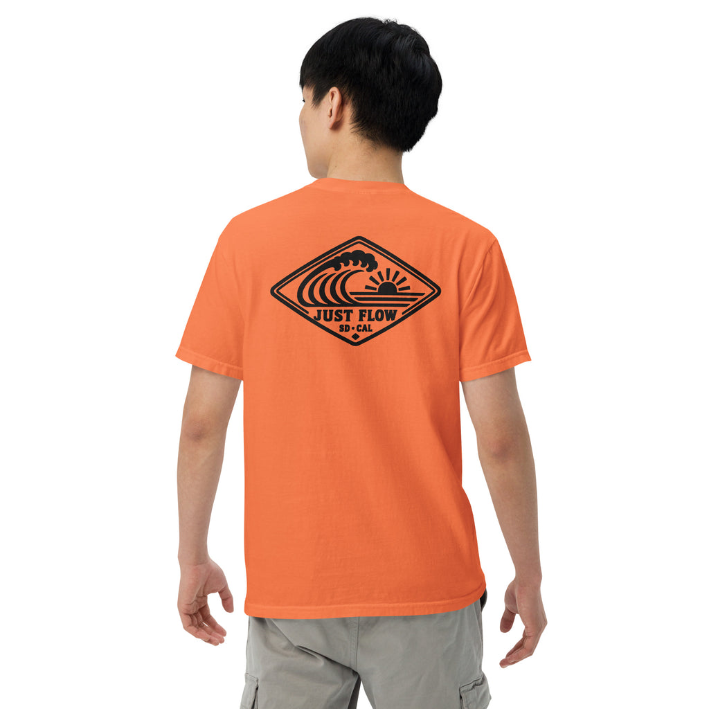 Horizontal Wave Diamond heavyweight tee in Burnt Orange with the black mark, back graphic