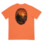 Golden Hour Offshore Fishing heavyweight tee in Burnt Orange, back graphic