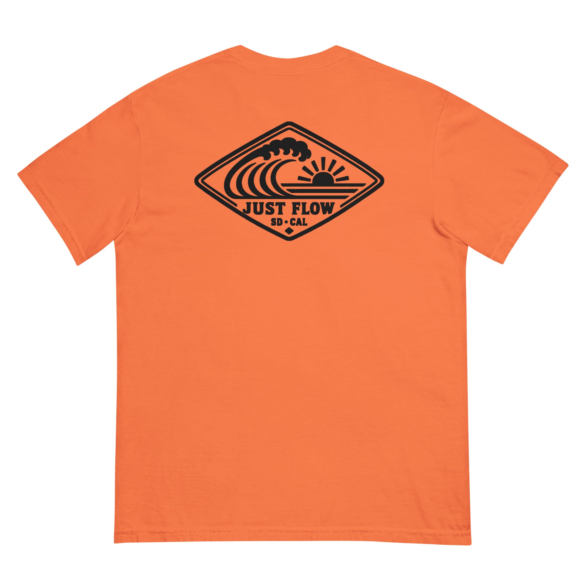 Horizontal Wave Diamond heavyweight tee in Burnt Orange with the black mark, back graphic